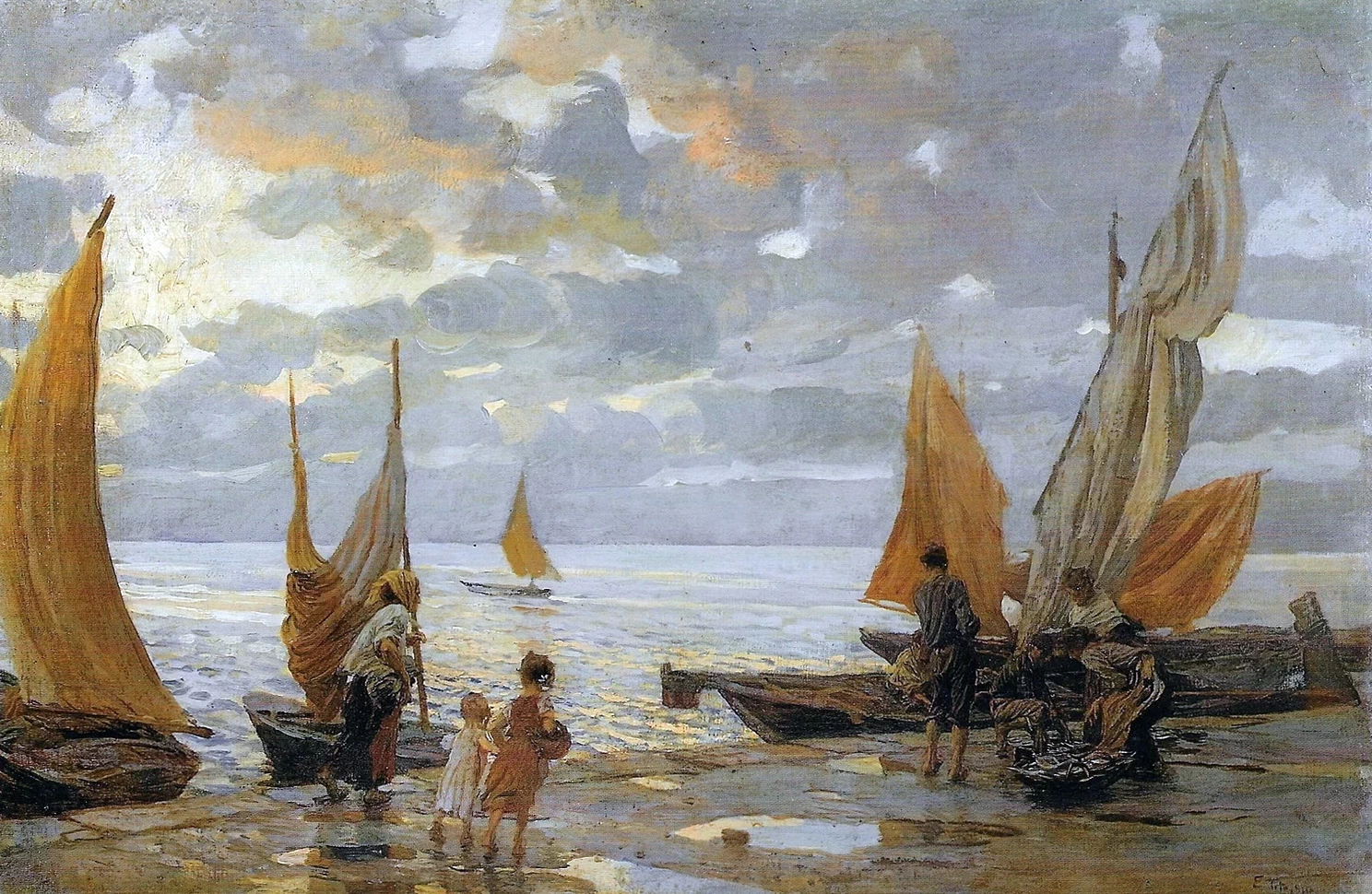  182-Ettore Tito-Ritorno dalla pesca-1910 